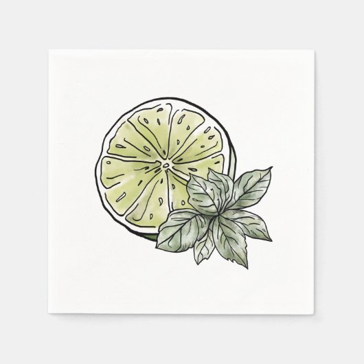 水の色モダンライムシトラスサマーガーデンパーティー スタンダードカクテルナプキン (正面)