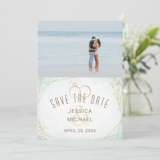 水の色モダンリングや輪twig開花幾何学的な写真 セーブザデート (スタンド正面)