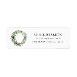 水の色モダンリースエバーグリーンベリーズホリデー ラベル