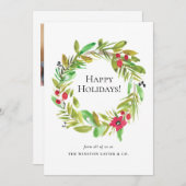 水の色モダンリースクリスマススタッフの写真 シーズンカード (正面/裏面)