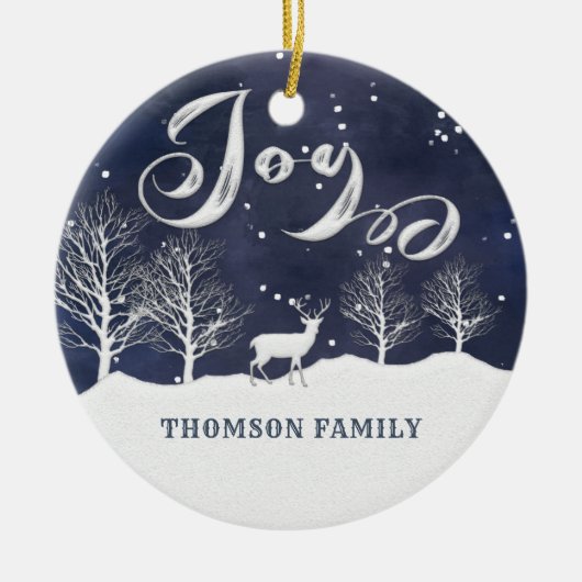 水の色モダン冬のシーン喜び休日 セラミックオーナメント (正面)