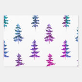 水の色モダン冬の松パープルツリークリスマス ラッピングペーパーシート (正面)