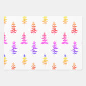 水の色モダン冬の松ピンクの木のクリスマス ラッピングペーパーシート (正面3)