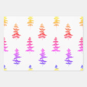 水の色モダン冬の松ピンクの木のクリスマス ラッピングペーパーシート (正面2)