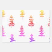 水の色モダン冬の松ピンクの木のクリスマス ラッピングペーパーシート (正面)