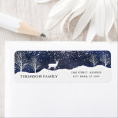 水の色モダン冬の森のシーン ラベル (インサイチュ)