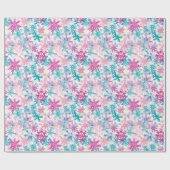 水の色モダン冬の雪の結晶クリスマス ラッピングペーパー (フラット)