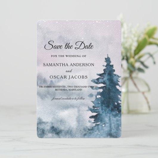 水の色モダン冬クリスマスツリー自然の保存 セーブザデート (スタンド正面)