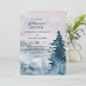 水の色モダン冬クリスマスツリー自然inv 招待状 (スタンド正面)