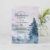 水の色モダン冬クリスマスツリー自然inv 招待状 (スタンド正面)