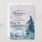 水の色モダン冬クリスマスツリー自然inv 招待状 (正面)