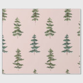 水の色モダン冬パイングリーンツリークリスマス ラッピングペーパー (フラット)