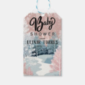 水の色モダン冬ワンダーランド赤ちゃんシャワー ギフトタグ (正面)