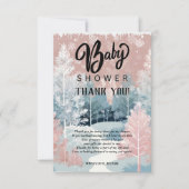 水の色モダン冬ワンダーランド赤ちゃんシャワー サンキューカード (正面)