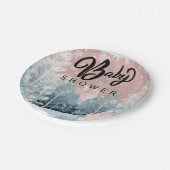 水の色モダン冬ワンダーランド赤ちゃんシャワー ペーパープレート (アングル)