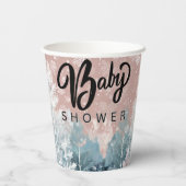 水の色モダン冬ワンダーランド赤ちゃんシャワー 紙コップ (裏面)