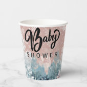 水の色モダン冬ワンダーランド赤ちゃんシャワー 紙コップ (正面)