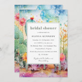 水の色モダン南西砂漠ブライダルシャワー 招待状 (正面/裏面)