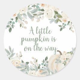 水の色モダン小さなカボチャ赤ちゃんシャワー ラウンドシール