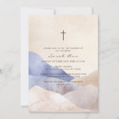 水の色モダン山の抽象芸術クロスバプテスマ 招待状 (正面)