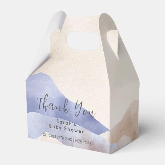 水の色モダン山の赤ちゃんシャワーありがとう フェイバーボックス (裏面サイド)