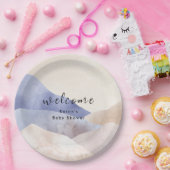 水の色モダン山の赤ちゃんシャワーへようこそ ペーパープレート (パーティー)