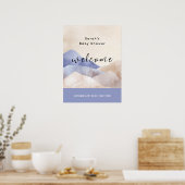 水の色モダン山の赤ちゃんシャワーへようこそ ポスター (キッチン)