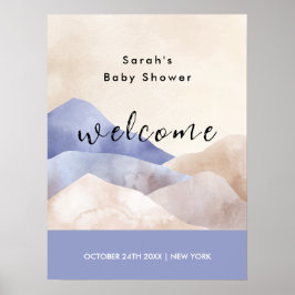 水の色モダン山の赤ちゃんシャワーへようこそ ポスター