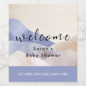 水の色モダン山の赤ちゃんシャワーへようこそ ワインラベル (シングルラベル)