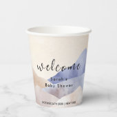 水の色モダン山の赤ちゃんシャワーへようこそ 紙コップ (裏面)