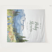 水の色モダン山の赤ちゃんシャワー写真プロップ タペストリー (正面(横))