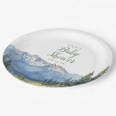 水の色モダン山野花ベビーシャワー ペーパープレート (アングル)