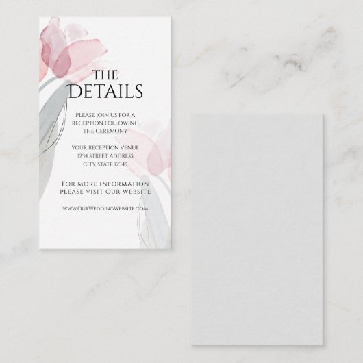 水の色モダン春ピンクチューリップ エンクロージャーカード (正面/裏面)