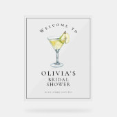 水の色モダン梨マルティーニブライダルシャワー標識 アクリルサイン (正面)