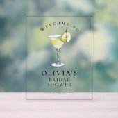 水の色モダン梨マルティーニブライダルシャワー標識 アクリルサイン (ニュートラル)