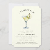 水の色モダン梨マルティーニブライダルシャワー 招待状 (正面)