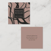 水の色モダン渦巻きバラと黒 スクエア名刺 (正面/裏面)