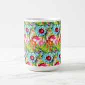 水の色モダン熱帯の花シームレスパター コーヒーマグカップ (中央)
