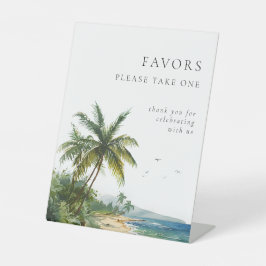 水の色モダン熱帯ビーチ結婚式の好意 台座サイン