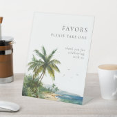 水の色モダン熱帯ビーチ結婚式の好意 台座サイン (インサイチュ)