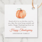 水の色モダン秋のカボチャ感謝祭 フェイバータグ (裏面)