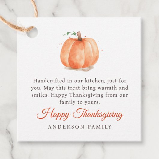 水の色モダン秋のカボチャ感謝祭 フェイバータグ (正面)