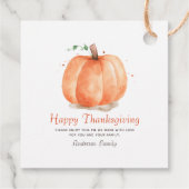 水の色モダン秋のカボチャ感謝祭 フェイバータグ (裏面)