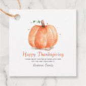 水の色モダン秋のカボチャ感謝祭 フェイバータグ (正面)