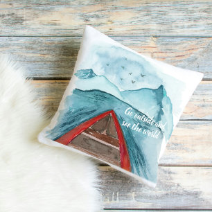 水の色モダン自然シーザワールド引用文 アウトドアクッション