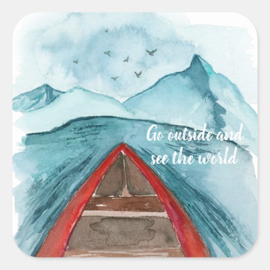 水の色モダン自然シーザワールド引用文 スクエアシール (正面)