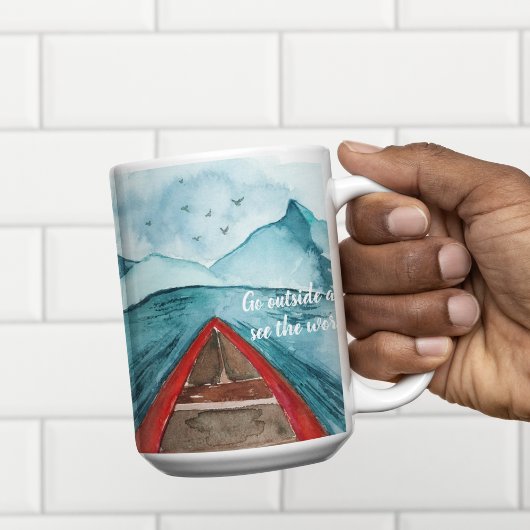 水の色モダン自然シーザワールド引用文 ツートーンマグカップ