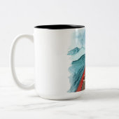水の色モダン自然シーザワールド引用文 ツートーンマグカップ (左)