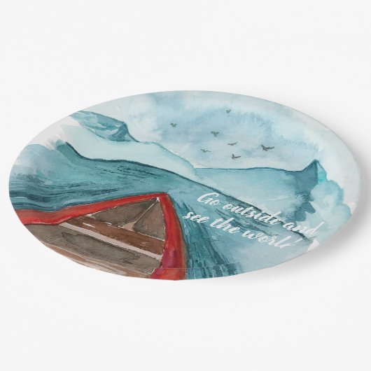 水の色モダン自然シーザワールド引用文 ペーパープレート (アングル)