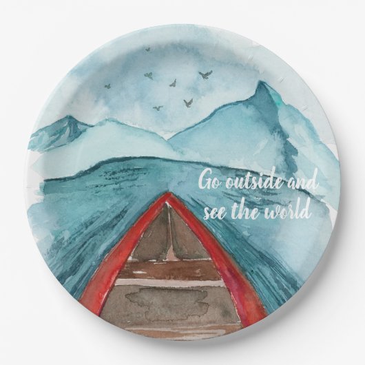 水の色モダン自然シーザワールド引用文 ペーパープレート (正面)